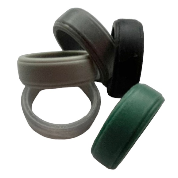 NEW 5 Silicone Rings Bands Size 11 Wedding Sport Gray Silver Black Green - Picture 8 of 8